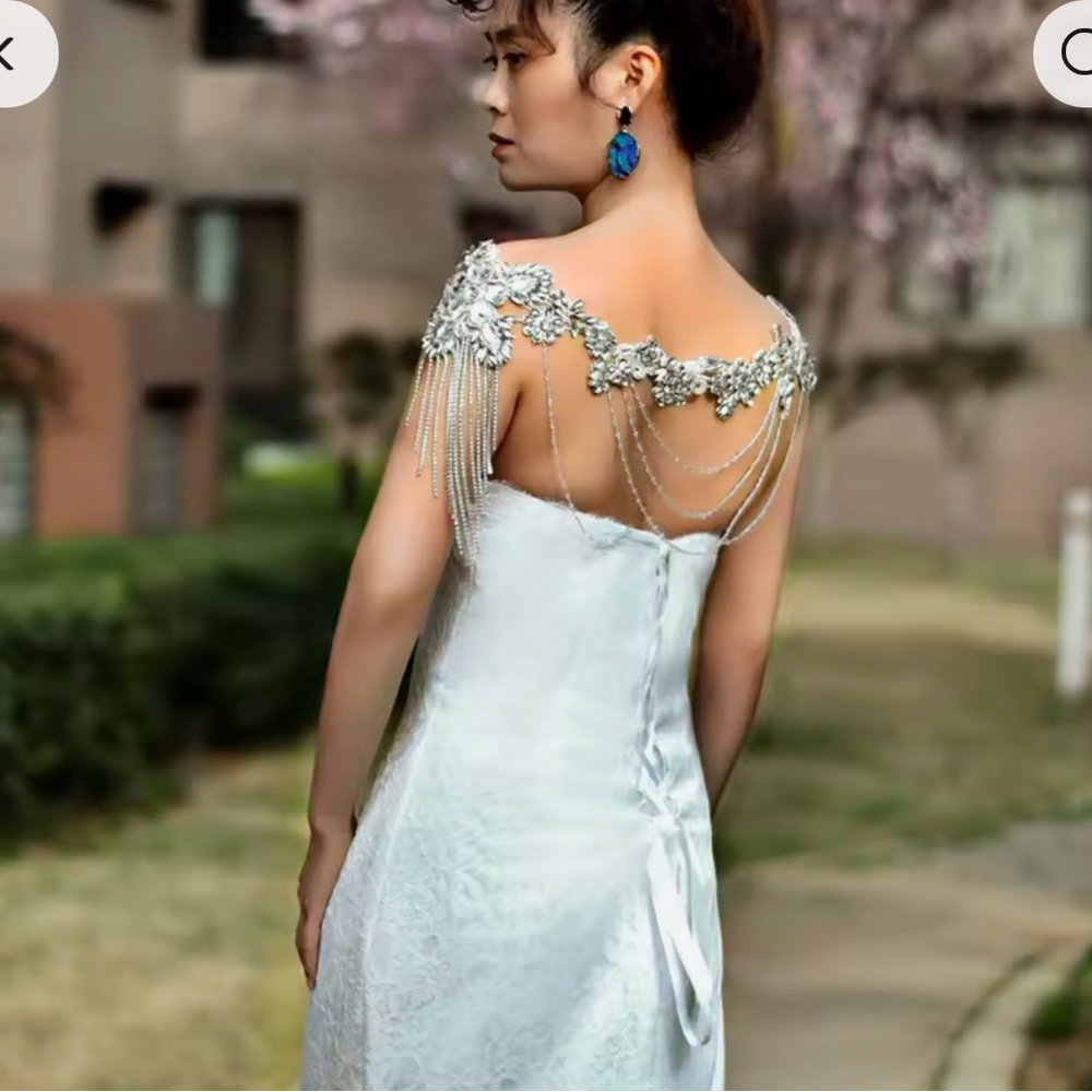 Rhinestone and beaded shoulder shawl/jewelry